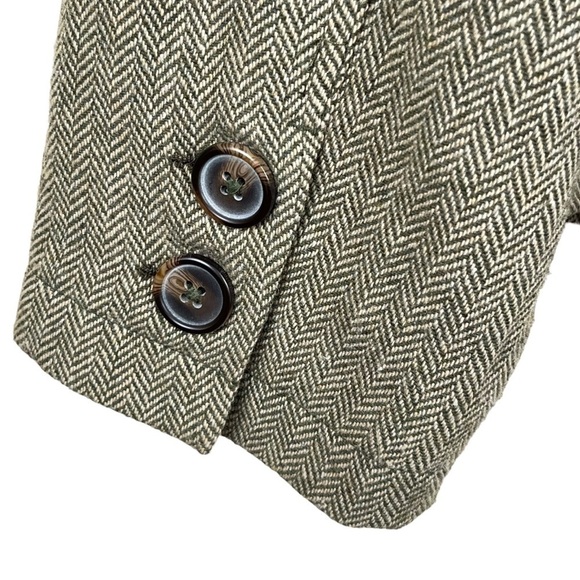 Vintage Y2K Old Navy Olive Green & Tan Herringbone Academia Blazer Size XXL - Picture 5 of 9
